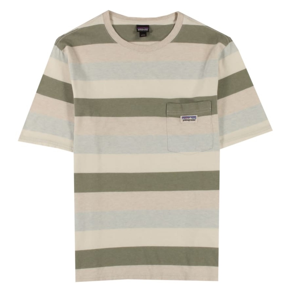 Patagonia Striped Short Sleeve Tee - Green and Cream